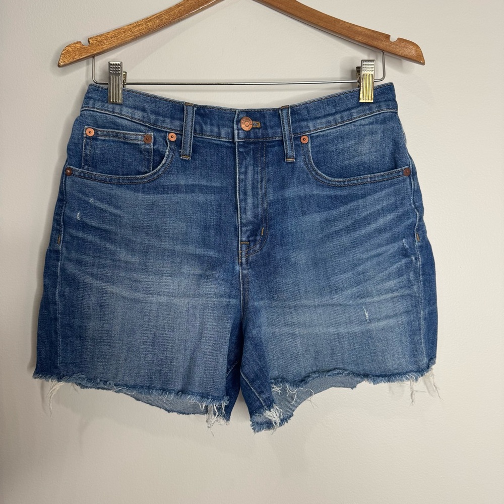 Madewell High Rise Blue Denim Cut-off High Rise Stretch  Jean Shorts Size 28